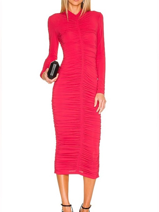 ansel ruched bodycon dress A.L.C. | Dresses | Alc Red Midi Small Alc Wedding Guest Holiday Color:Navy Purple Vacation